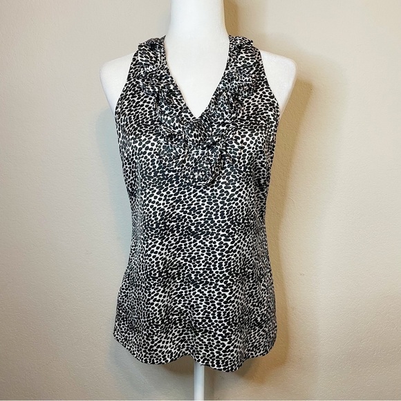 Ann Taylor Black and White Animal Print Sleeveless Raised Accents Size 4 - Picture 1 of 7